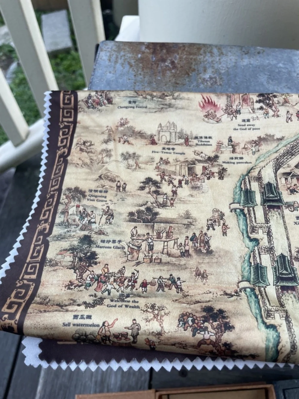 Panorama Beijing Custom Image Map Silk Collectible Scarf 27 in.x 27 in.